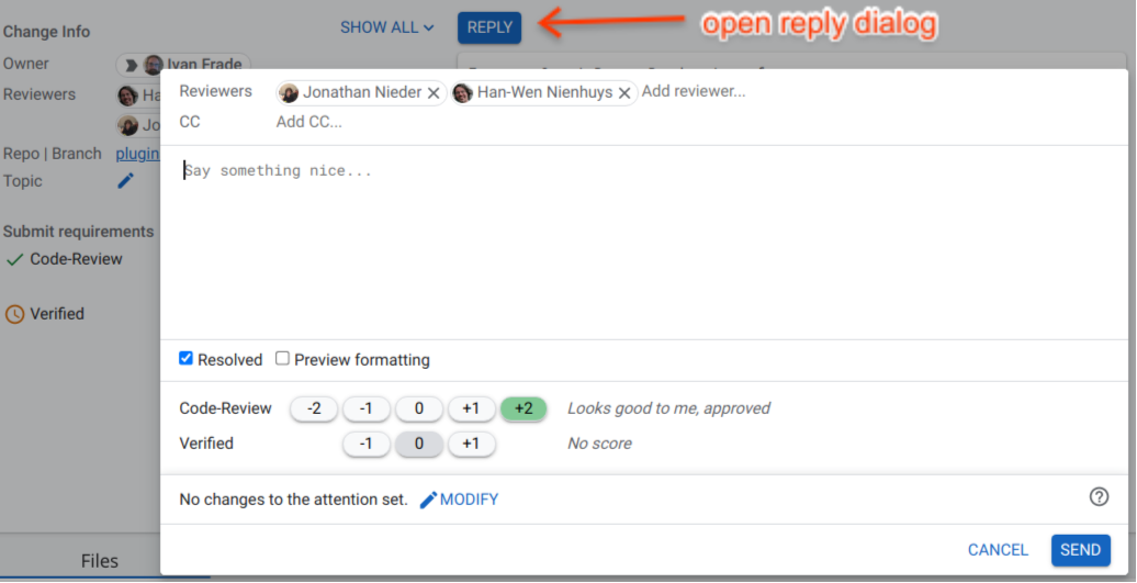 user review ui change screen reply